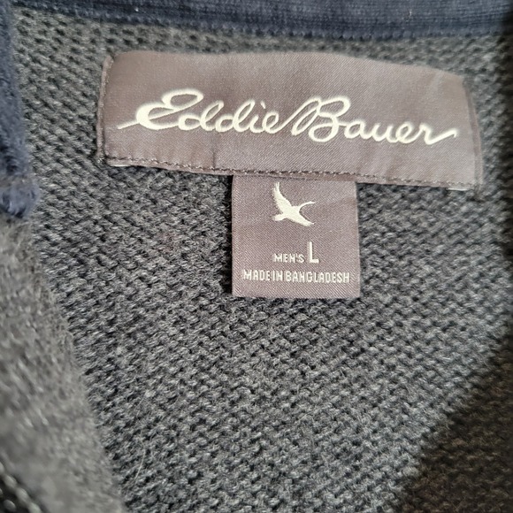 Eddie Bauer Pullover Sweater Mens Size Large Long Sleeve 1/4 Zip Dark‎ Gray 0397 - Picture 8 of 10